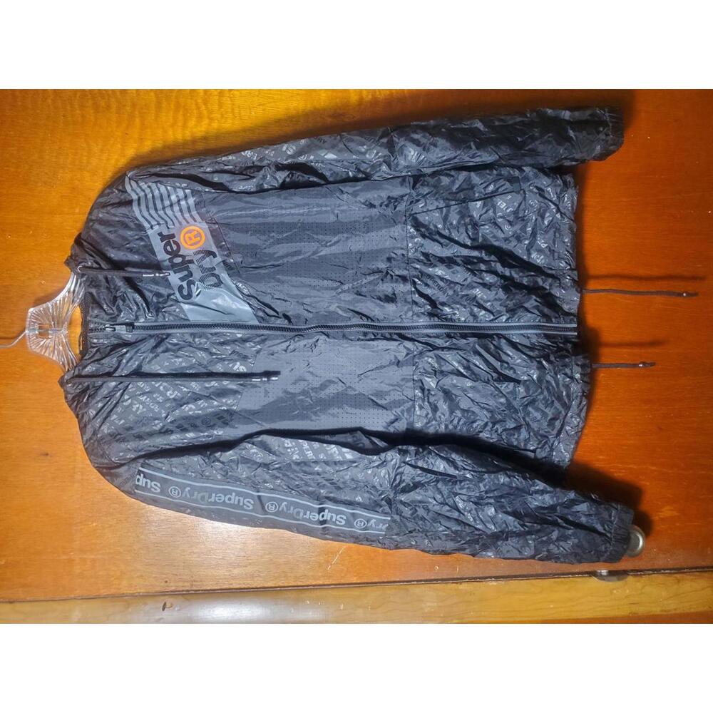 Women’s Black SuperDry Windbreaker Long Sleeve Top Size Large